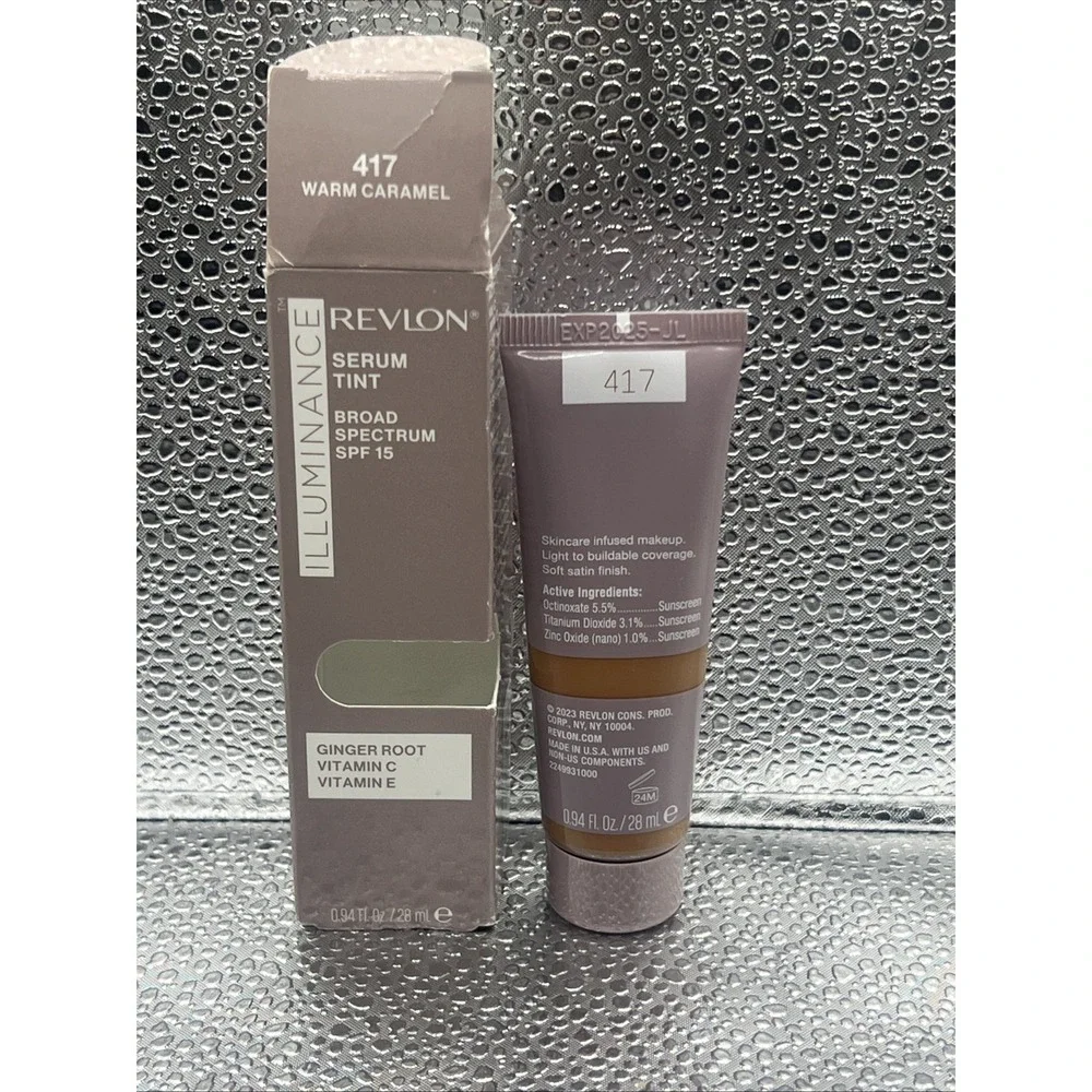 Revlon Illuminance Tinted Serum, Triple Hyaluronic Acid, SPF 15, 417 Warm Carmel